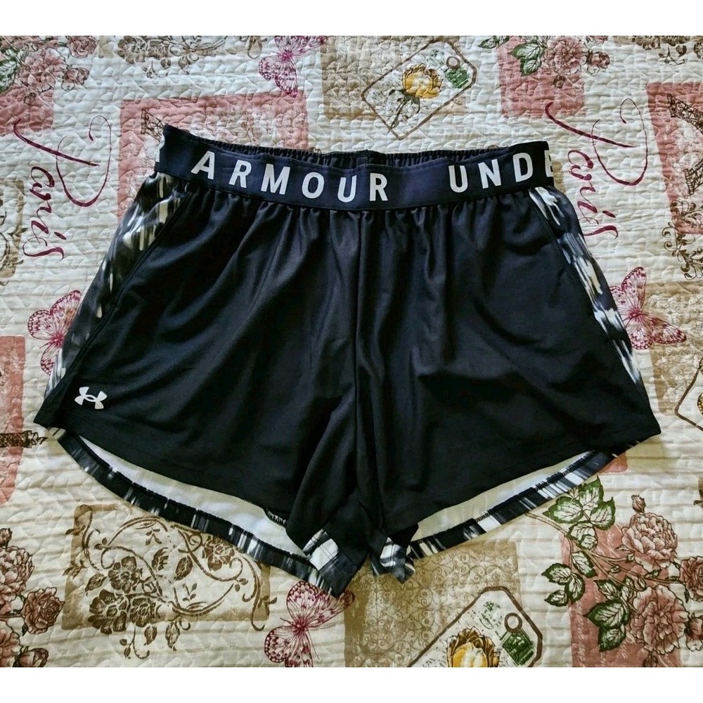 UNDER ARMOUR Women's UA Play Up 3.0 Printed Shorts Black Size 1X